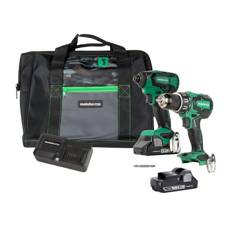 Metabo HPT HPT-KC18DBFL2M 1/2in Hammer Drill + 1/4in Impact Driver 2x 3.0Ah Kit
