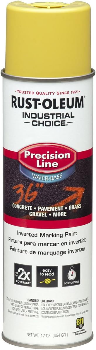 Rust-Oleum RUS-203034 Precision Line Water Based Inverted Marking Paint High Visibility Yellow