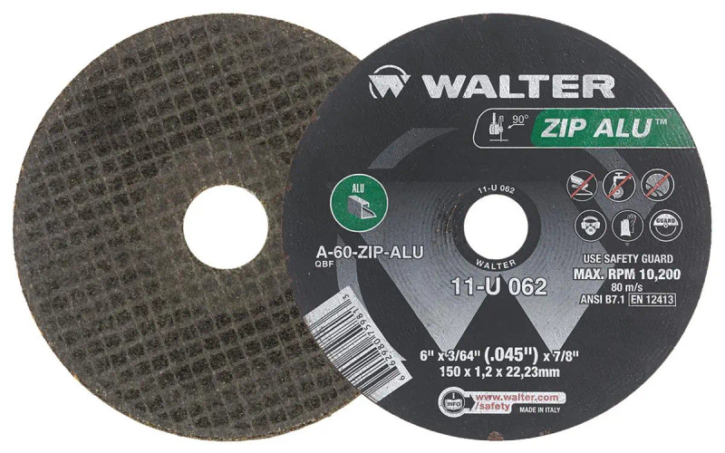 Walter Surface Technologies WAL-11U062-1PC ZIP ALU Cut-Off Wheel 6in x 3/64in x 7/8in Type 1