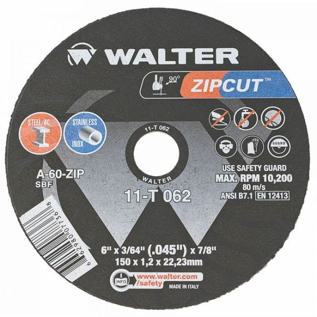 Walter Surface Technologies WAL-11T062-1PC ZIP CUT Cut-Off Wheel 6in x 3/64in x 7/8in Type 1