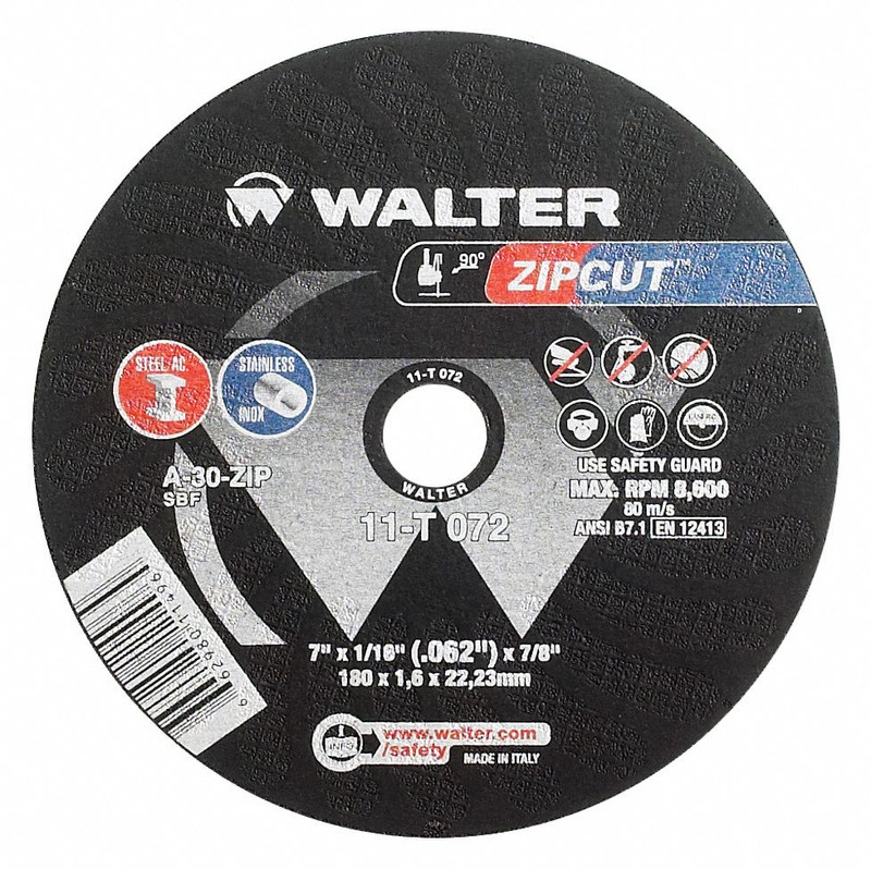 Walter Surface Technologies WAL-11F072-1PC ZIP STAINLESS Cut-Off Wheel 7in x 3/64in x 7/8in Type 1