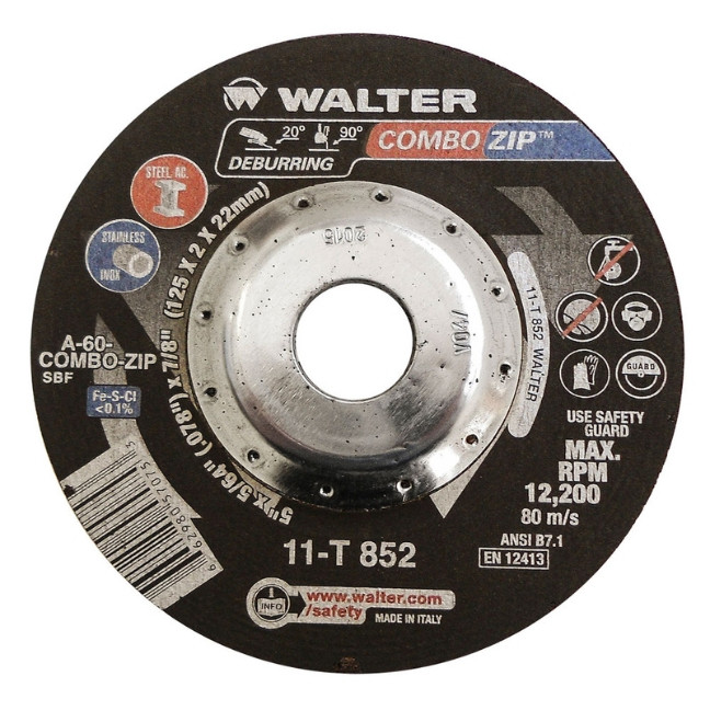 Walter Surface Technologies WAL-11T852-1PC COMBO ZIP Cut-Off Wheel 5in x 5/64in x 7/8in Type 27