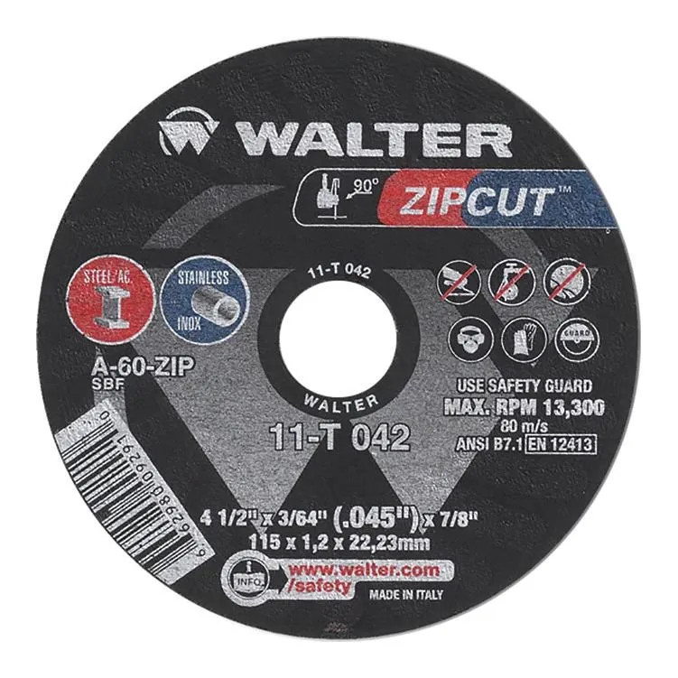Walter Surface Technologies WAL-11T042-1PC ZIP CUT Cut-Off Wheel 4-1/2in x 3/64in x 7/8in Type 1