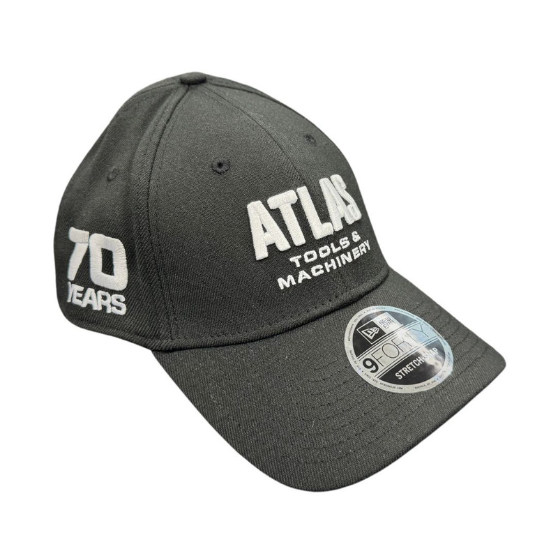Atlas HAT-ATL-BLKWHI-70 Black 70th Anniversary Stretch Snap Hat