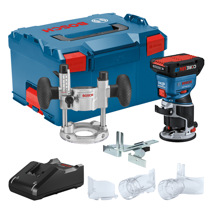 Bosch BOS-GKF18V-25PL14 18V Brushless Colt Palm Router 4.0Ah Kit with Plunge Base