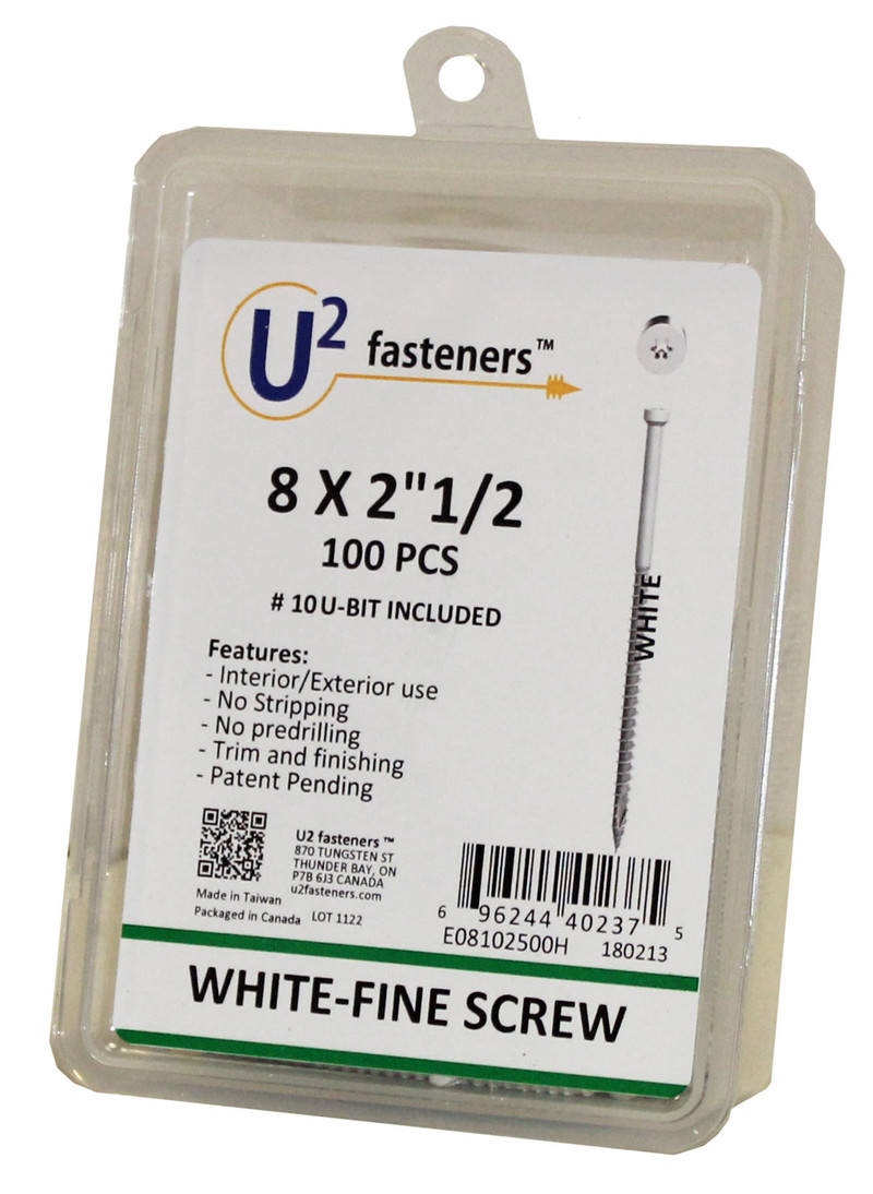 U2 U2-E08102-XX Fine Head Screws White 100 Pack