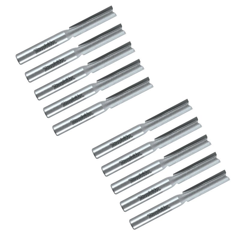 Makita MAK-733003-4A 1/4in Straight 2 Flute, 3/4in Cut, 1/4in Shank, Carbide Tip Router Bit 10-Pack