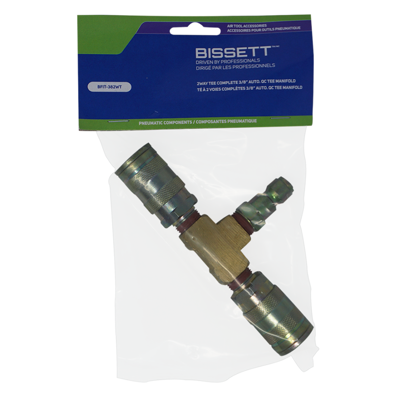 Bissett BIS-BFIT-382WT 3/8in Auto. Qc Tee Manifold 2 Way Tee Complete