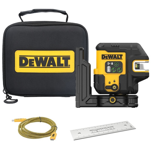 DEWALT DEW-DCLE14251GB USB Rechargeable Green 5 Spot and Cross Line Laser Kit