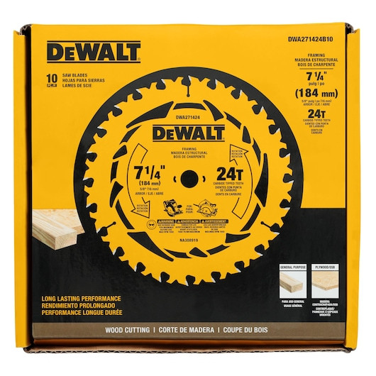 Dewalt DEW-DWA271424B10 7-1/4 in. 24T Circular Saw Blade 10-Pack