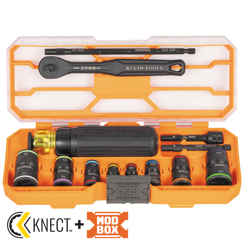 Klein Tools KLE-65242 Flip-16 KNECT Ratcheting Impact Flip Socket Screwdriver Set