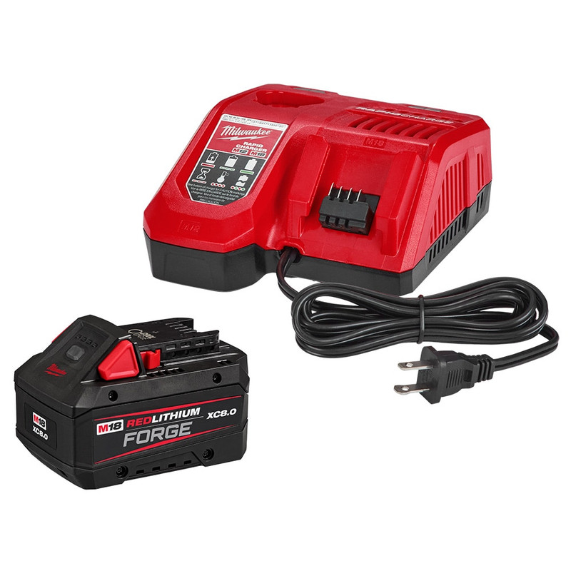 Milwaukee MIL-48-59-1881 M18 REDLITHIUM FORGE Battery with Multi-Voltage Rapid Charger 8.0Ah Starter Kit