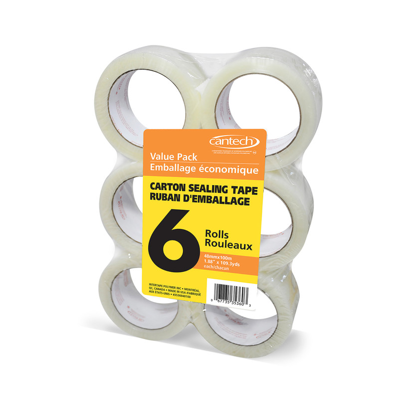 Cantech CANTECH-3536048100 48mm X 100m General Purpose Packaging Tape 6-Pack
