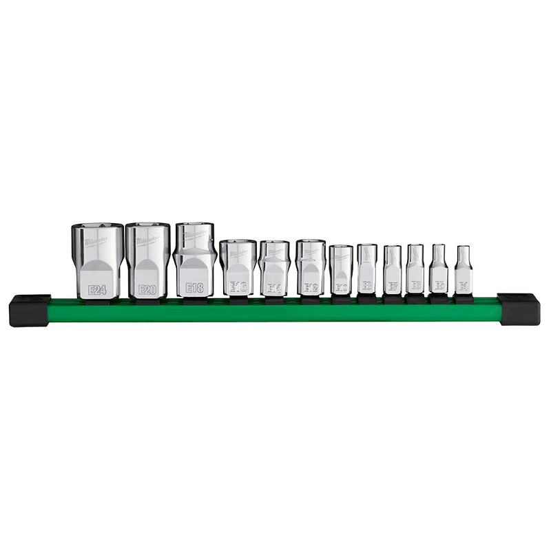 Milwaukee MIL-48-22-9570 1/4in, 3/8in, & 1/2in Drive External TORX 12-Piece Socket Set