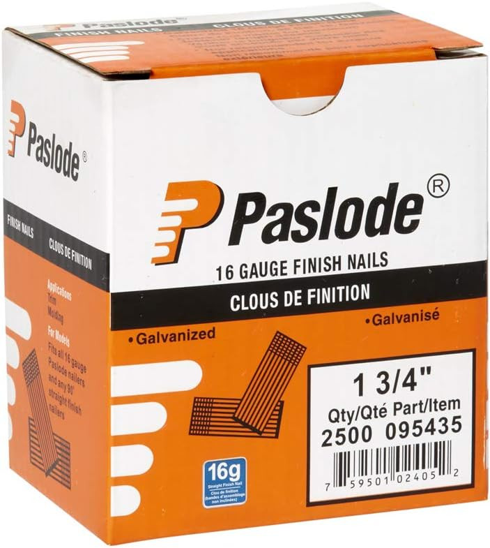 Paslode PAS-095435 16 Gauge 1-3/4in Straight Galvanized Finish Nails 2500-Pack