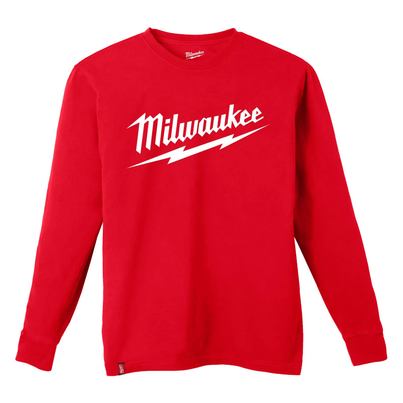 Milwaukee MIL-608RXX GRIDIRON Heavy Duty Long Sleeve Logo Tee - Red
