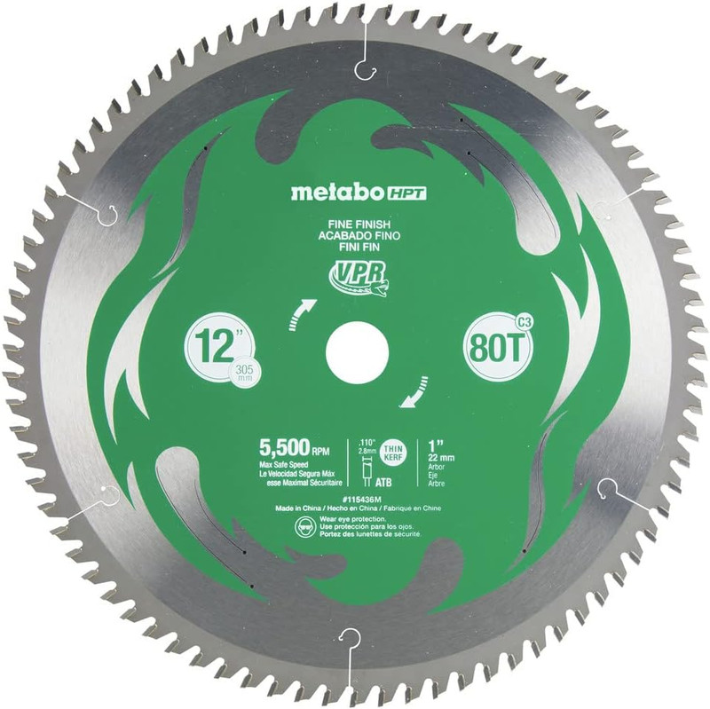 Metabo HPT HPT-115436M 12in 80T Fine Finish VPR Miter Saw Blade