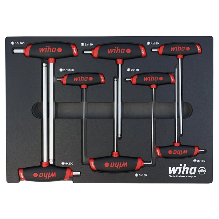Wiha Tools WIHA-54079 8-Piece SoftGrip Dual Drive Hex Metric T-Handle Tray Set