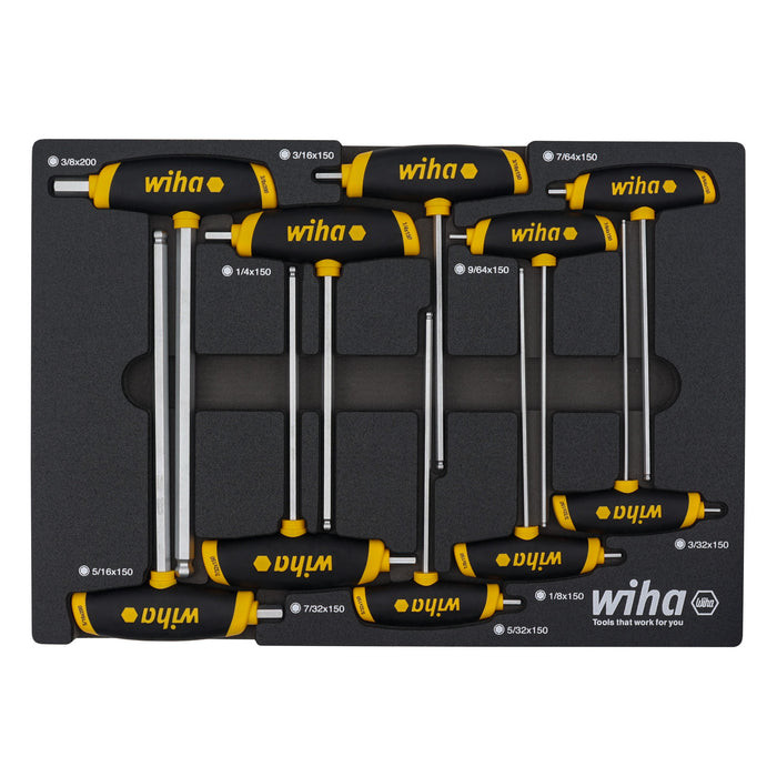 Wiha Tools WIHA-54081 10-Piece SoftGrip Dual Drive Hex SAE T-Handle Tray Set