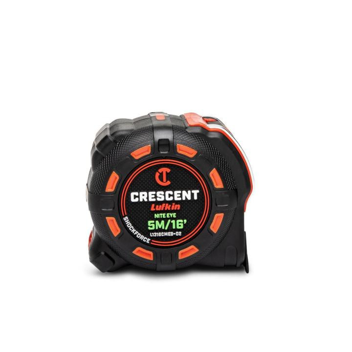 Crescent Tools CRES-L1316CMEB-02 1-1/4in X 5 M/16ft SHOCKFORCE NITE EYE Tape Measure