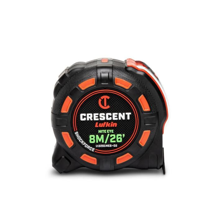 Crescent Tools CRES-L1325CMEB-02 1-1/4in X 8 M/26ft SHOCKFORCE NITE EYE Tape Measure