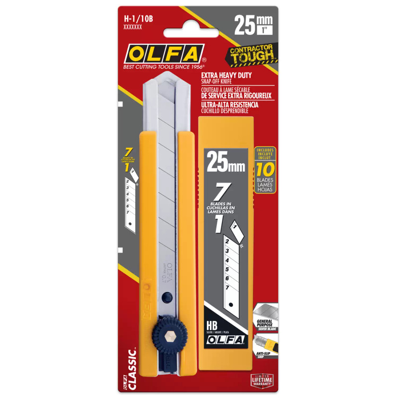Olfa Blades OLFA-H-1/HB10B 25mm Classic Ratchet Knife with 10-Pack of Blades