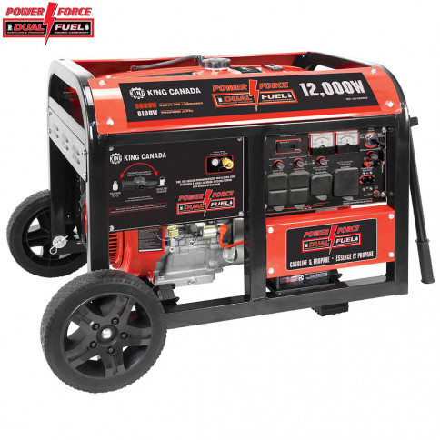 King Canada KING-KCG-12001GE-DF 12000W Gasoline/Propane Generator with Electric Start