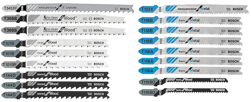 Bosch BOS-T18C 18-Piece T-Shank Wood and Metal Cutting Jig Saw Blade Set