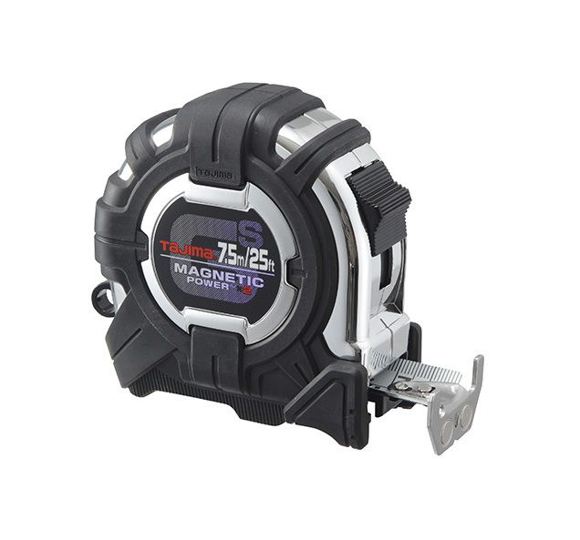 Tajima TAJ-GS-SC25/7.5MBW 25ft/7.5m GS-LOCK Tape Measure & Horned Magnetic Power X 2 & Compatible Clip