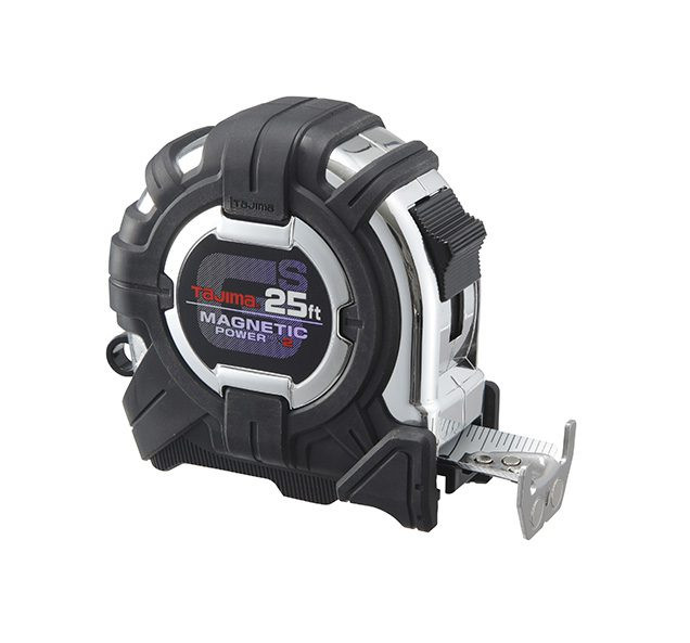 Tajima TAJ-GS-SC25BW 25ft GS-Lock Tape Measure with Magnetic Power x 2 & Compatible Clip
