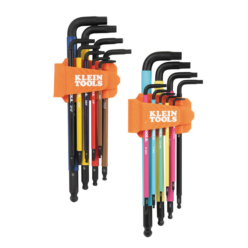 Klein Tools KLE-BLS18 Color Coded Hex Key Set, Sae and Metric, 18-Piece