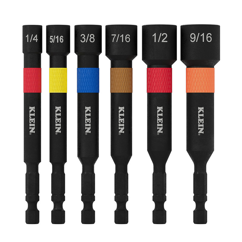 Klein Tools KLE-32946S Magnetic Power Nut Setters, 4in Shaft, 6-Piece