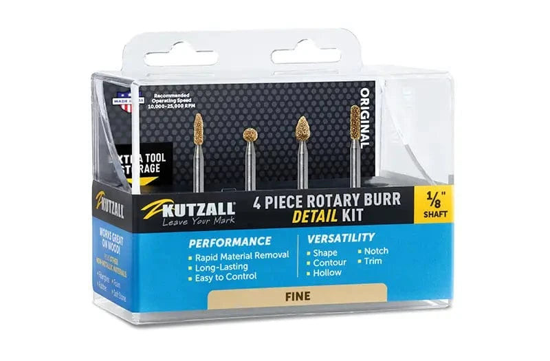 Kutzall KUT-18FKIT02 1/8in Shaft, 4-Piece Fine Detail Burr Kit