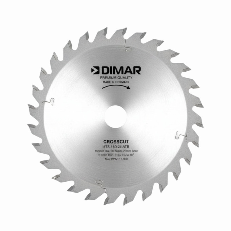 Dimar DIM-TS-160-24-ATB Carbide Tipped Track Saw Blade, 160mm, 24 Teeth, ATB