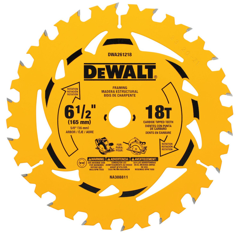DEWALT DEW-DWA261218 6-1/2in 18T Circular Saw Blade