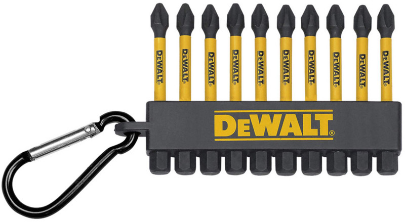 DEWALT DEW-DWA2PH2IRCARC FLEXTORQ 2.25in PH2 10-Pack Impact Ready Bits Carabiner Clip