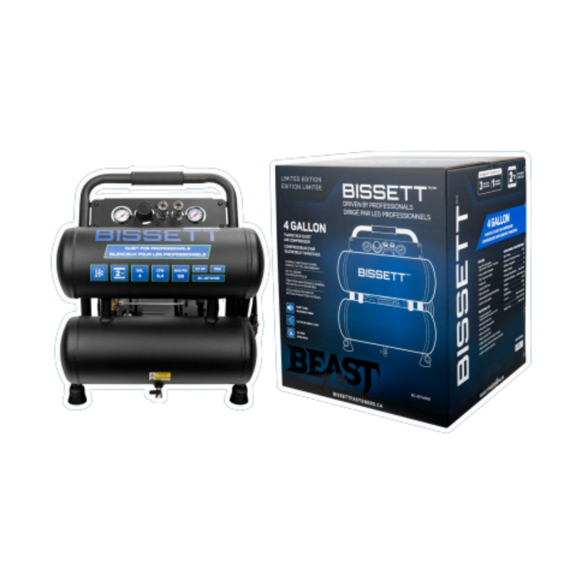 Bissett BIS-BC-4GTWINB Beast 4 Gal Twin Stack Quiet Air Compressor