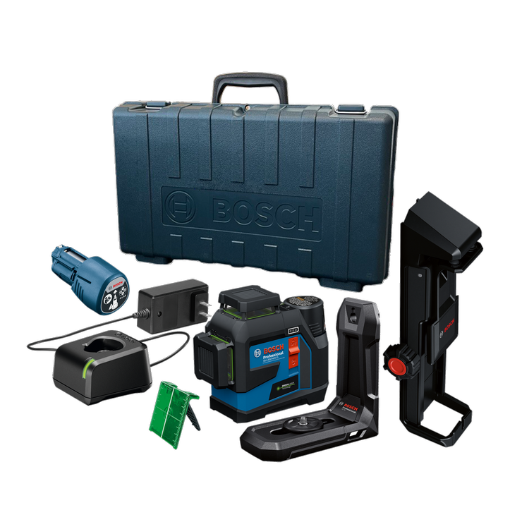 Bosch BOS-GLL330-42CGL 12V MAX 360Deg Connected Green-Beam Three-Plane Leveling and Alignment Laser 2.0Ah Kit