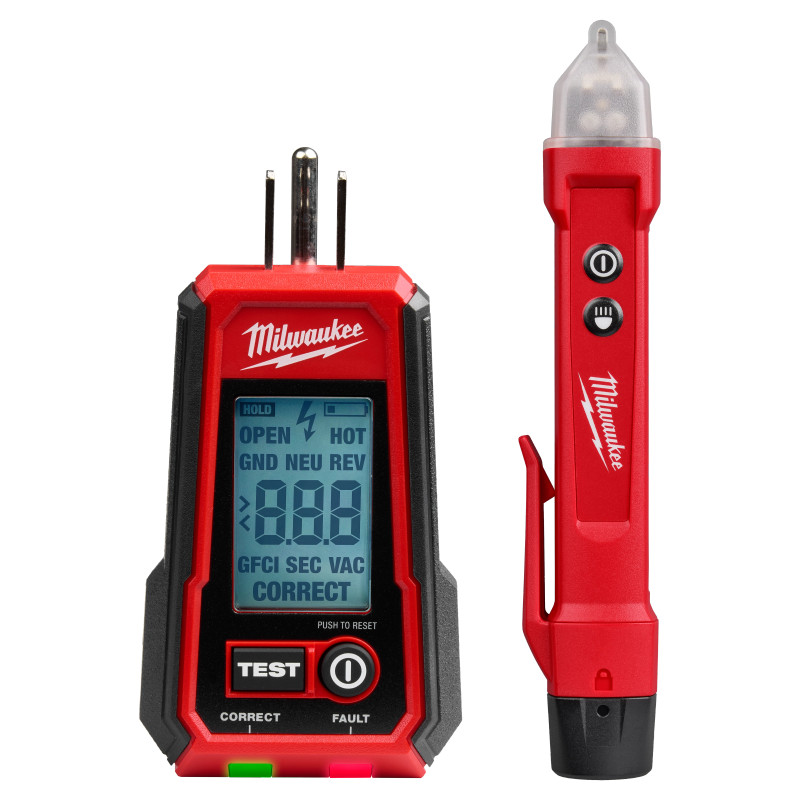 Milwaukee MIL-3211-20 Digital GFCI Receptacle Tester And Voltage Detector with LED