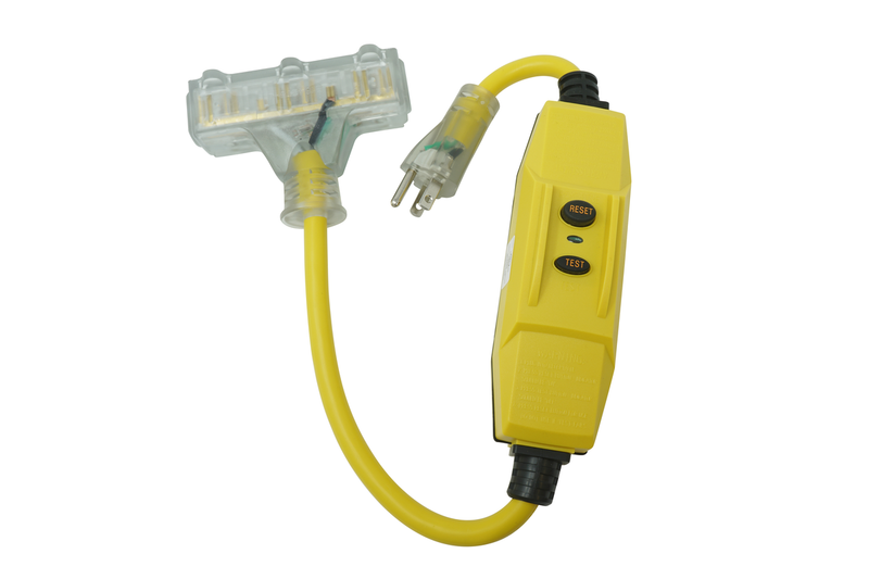 Southwire SOU-26020008-6 Shock Shield 15.0Ah Inline GFCI with 12/3 2ft Cord with Lit Tri-Source End