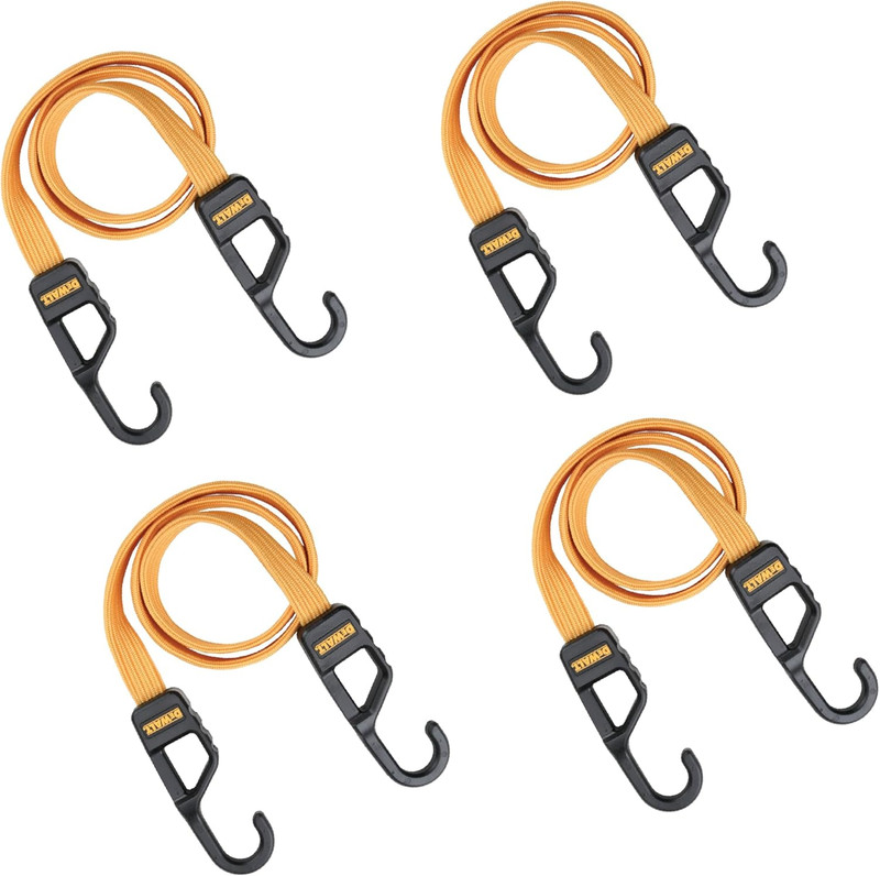 DEWALT DEWL-DXBC301436 36in Flat Bungee Straps with Interlock Coated Metal Hooks 4-Pack