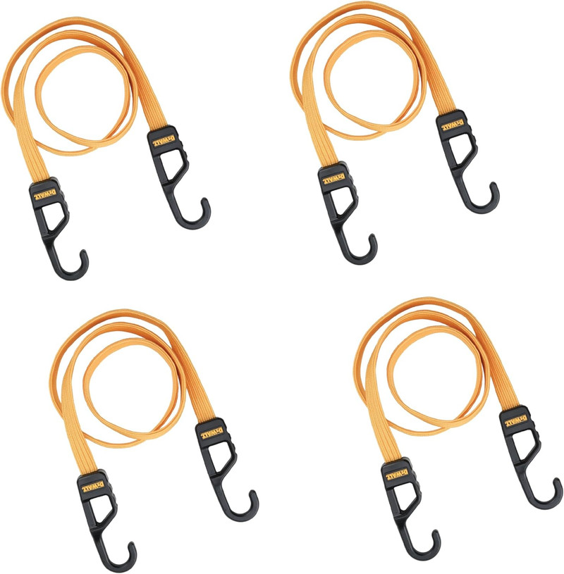 DEWALT DEWL-DXBC301448 48in Flat Bungee Straps with Interlock Coated Metal Hooks 4-Pack