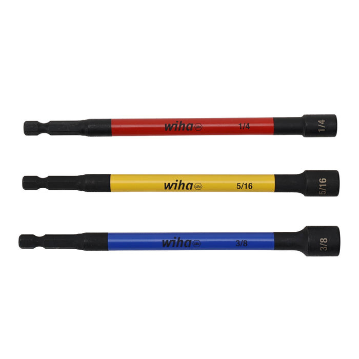 WihaTools WIHA-70495 3 Piece Color Coded Magnetic Nut Setter SAE Set