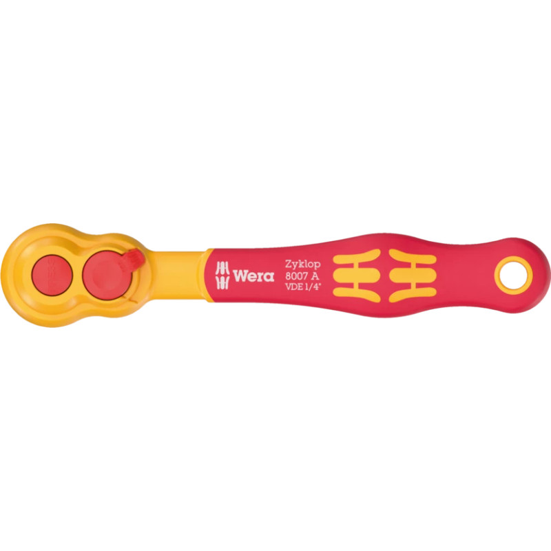 Wera Tools WERA-05004866001 8007 A VDE Zyklop Ratchet, Insulated w/ Reversing Lever, 1/4in Drive