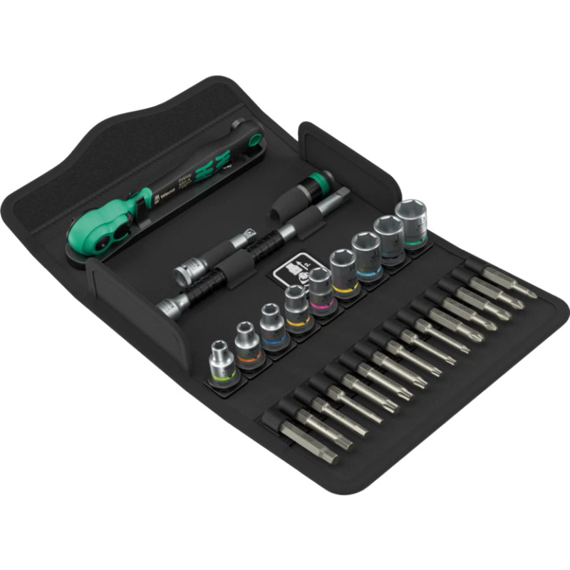 Wera Tools WERA-05005541001 8100 SA 14 Zyklop Comfort Ratchet Set, Reversing Lever, 1/4in Drive, Metric, 28-Piece