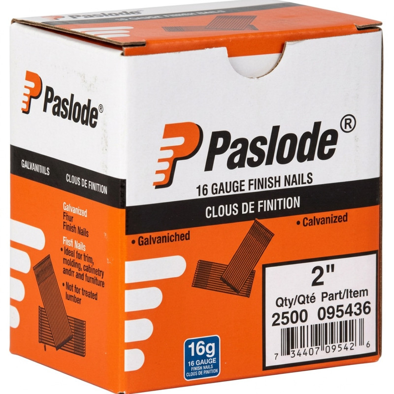 Paslode PAS-095436 16-Gauge 2in Galvanized Smooth Shank Finish Nail 2500-Box