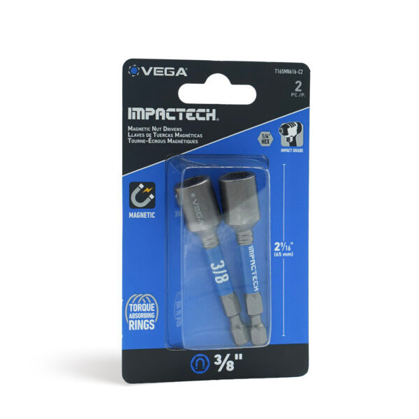 Vega VEGA-T165MN616-C2 Impactech Magnetic Nut Driver 3/8" 2-9/16in 2-Pack