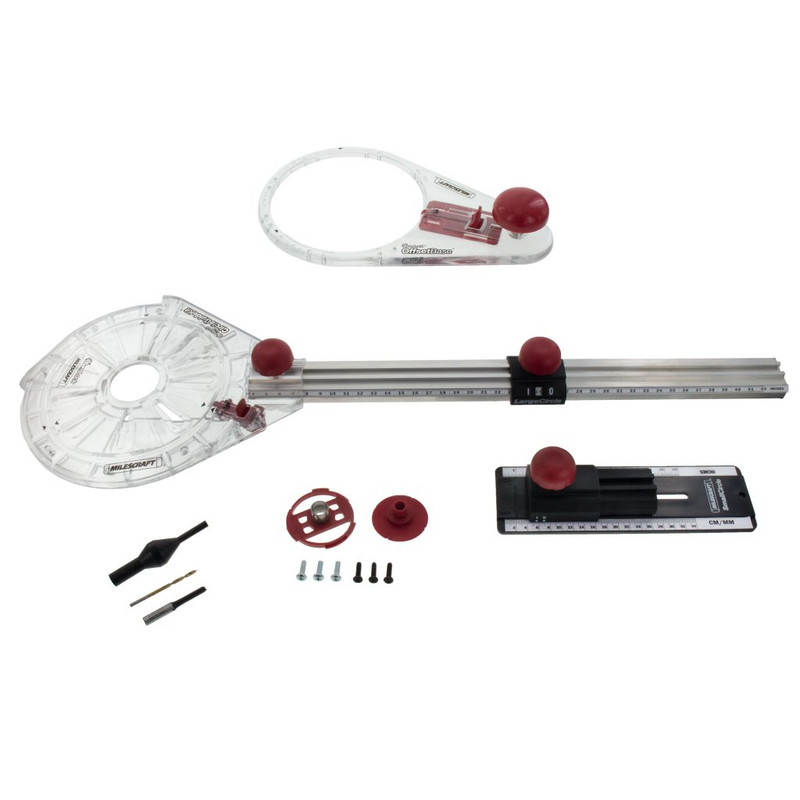 Milescraft MILE-1219 CircleGuideKit Router Circle Cutting Jig, 1.5in to 52in, Kit