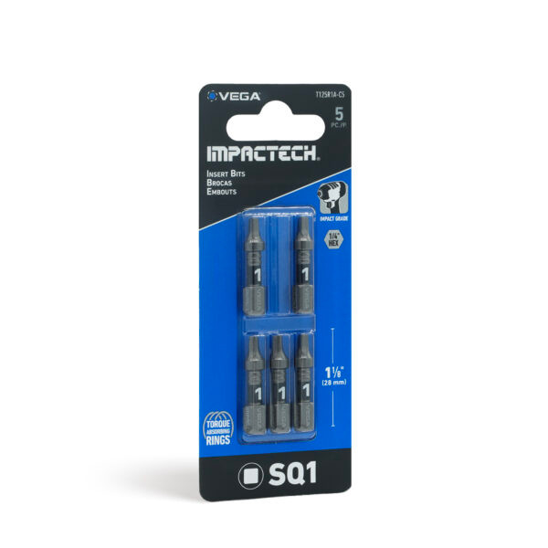 Vega VEGA-T125R1A-C5 T125R1A-C5 Impactech Square #1 Insert Bit 1in 5-Pack