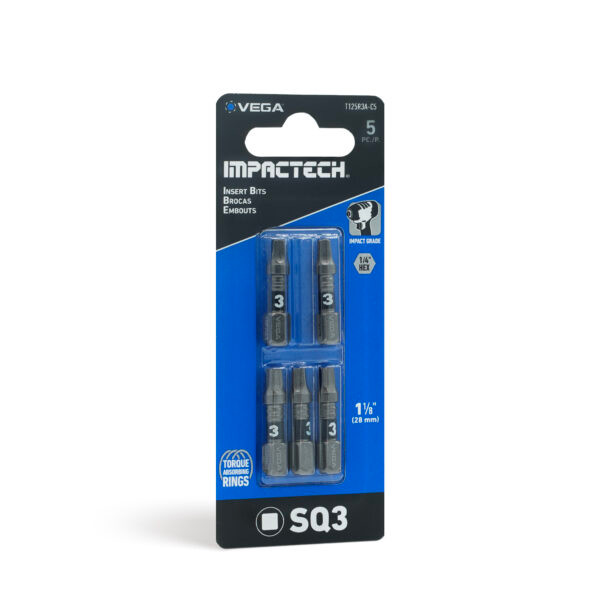 Vega VEGA-T125R3A-C5 T125R3A-C5 Impactech Square #3 Insert Bit 1in 5-Pack